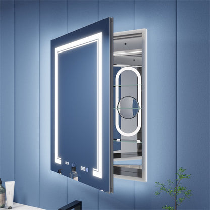 Lighted medicine cabinets 24x32 LED front back lighting anti-fog aluminum