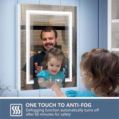 Illusion - B 24" x 32" LED Lighted Inset Mirrored Medicine Cabinet with Magnifiers Front and Back Light,Hinge on Right