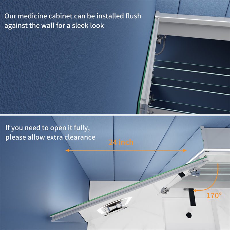 Illusion-B 24" x 36" LED Lighted Medicine Cabinet with Magnifiers Front and Back Light