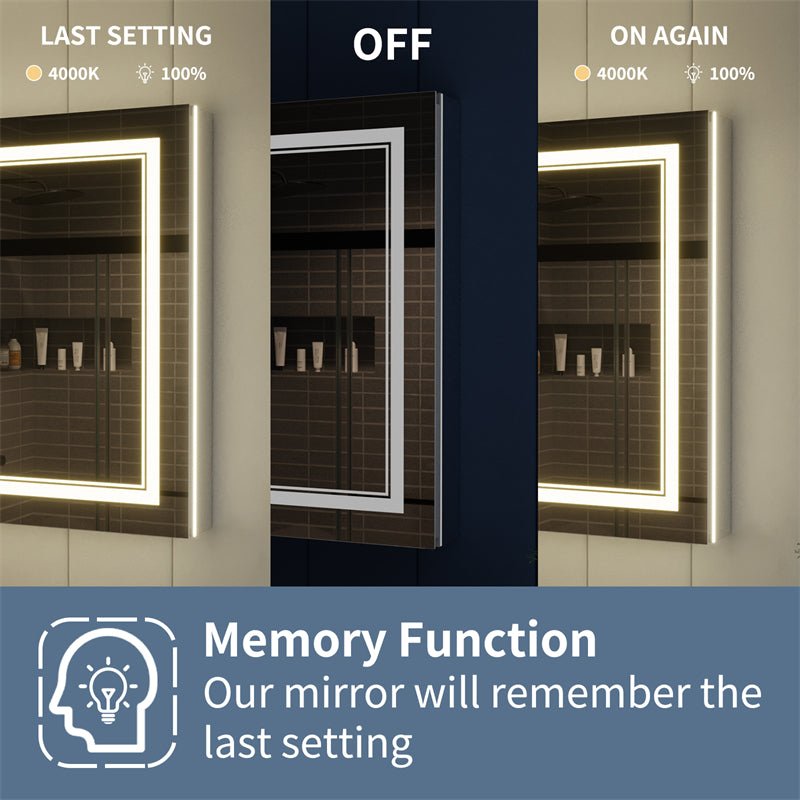 Illusion - B 30" x 32" LED Lighted Inset Mirrored Medicine Cabinet with Magnifiers Front and Back Light