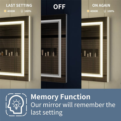 Illusion - B 36" x 32" LED Lighted Inset Mirrored Medicine Cabinet with Magnifiers Front and Back Light