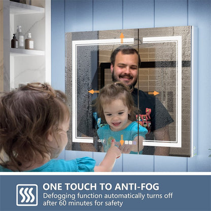 Illusion - B 36" x 32" LED Lighted Inset Mirrored Medicine Cabinet with Magnifiers Front and Back Light