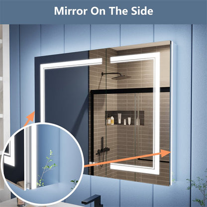 Illusion - B 40" x 32" LED Lighted Inset Mirrored Medicine Cabinet with Magnifiers Front and Back Light