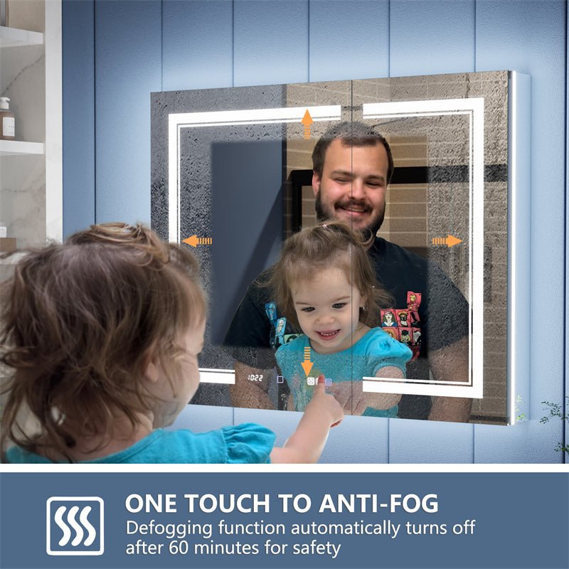 Illusion - B 40" x 32" LED Lighted Inset Mirrored Medicine Cabinet with Magnifiers Front and Back Light