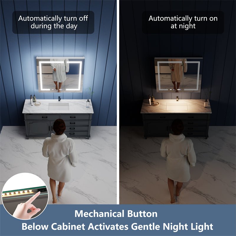 Illusion - B 40" x 32" LED Lighted Inset Mirrored Medicine Cabinet with Magnifiers Front and Back Light