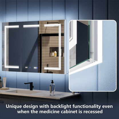 Illusion - B 48" x 32" LED Lighted Inset Mirrored Medicine Cabinet with Magnifiers Front and Back Light