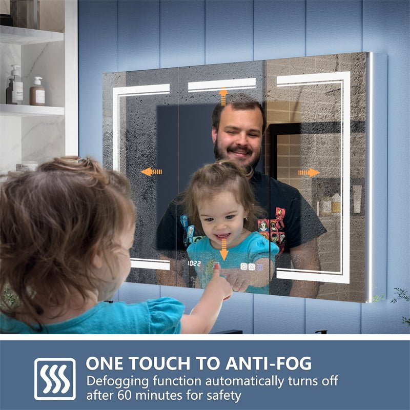 Illusion - B 48" x 32" LED Lighted Inset Mirrored Medicine Cabinet with Magnifiers Front and Back Light