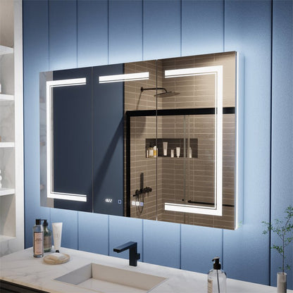 Illusion - B 48" x 32" LED Lighted Inset Mirrored Medicine Cabinet with Magnifiers Front and Back Light