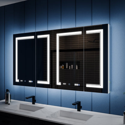Illusion - B 60" x 32" LED Lighted Inset Mirrored Medicine Cabinet with Magnifiers Front and Back Light