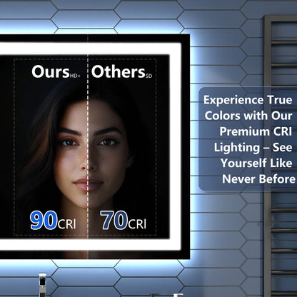 Apex 40" W x 32" H LED Bathroom Light Mirror,Anti Fog,Dimmable,Dual Lighting Mode,Tempered Glass
