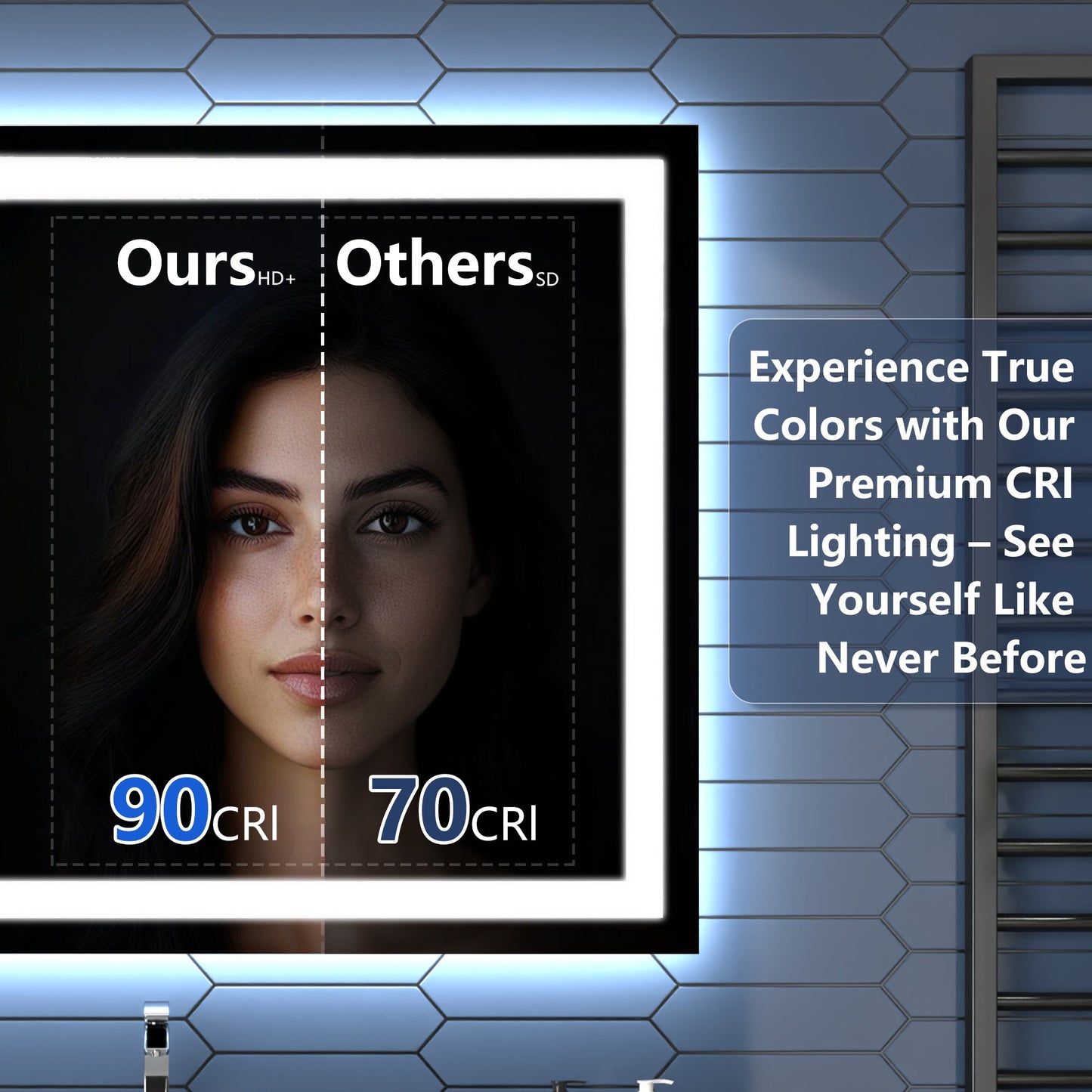 Apex 96" W x 36" H LED Bathroom Large Light Led Mirror,Anti Fog,Dimmable,Dual Lighting Mode,Tempered Glass