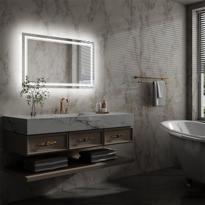 Linea 40" W x 24" H LED Heated Bathroom Mirror,Anti Fog,Dimmable,Front - Lighted and Backlit, Tempered Glass