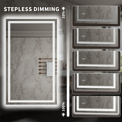 Linea 60" W x 36" H LED Heated Bathroom Mirror,Anti Fog,Dimmable,Front - Lighted and Backlit, Tempered Glass