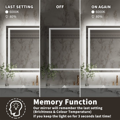 Linea 84" W x 40" H LED Heated Bathroom Mirror,Anti Fog,Dimmable,Front - Lighted and Backlit, Tempered Glass