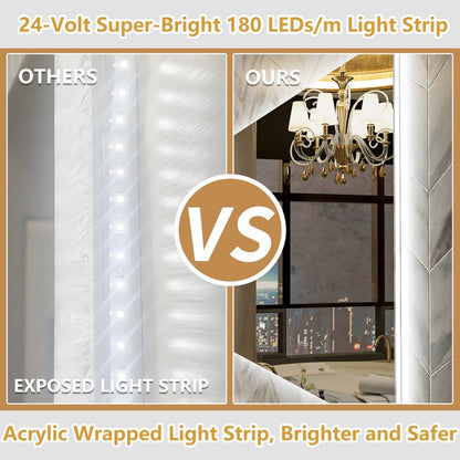 Navi LED Bathroom Mirror 24" x 32" with Backlit,Mirror with Lights Wall Mounted Anti Fog,Led Mirror for Bathroom,HD Tempered Glass,Shatter - Proof