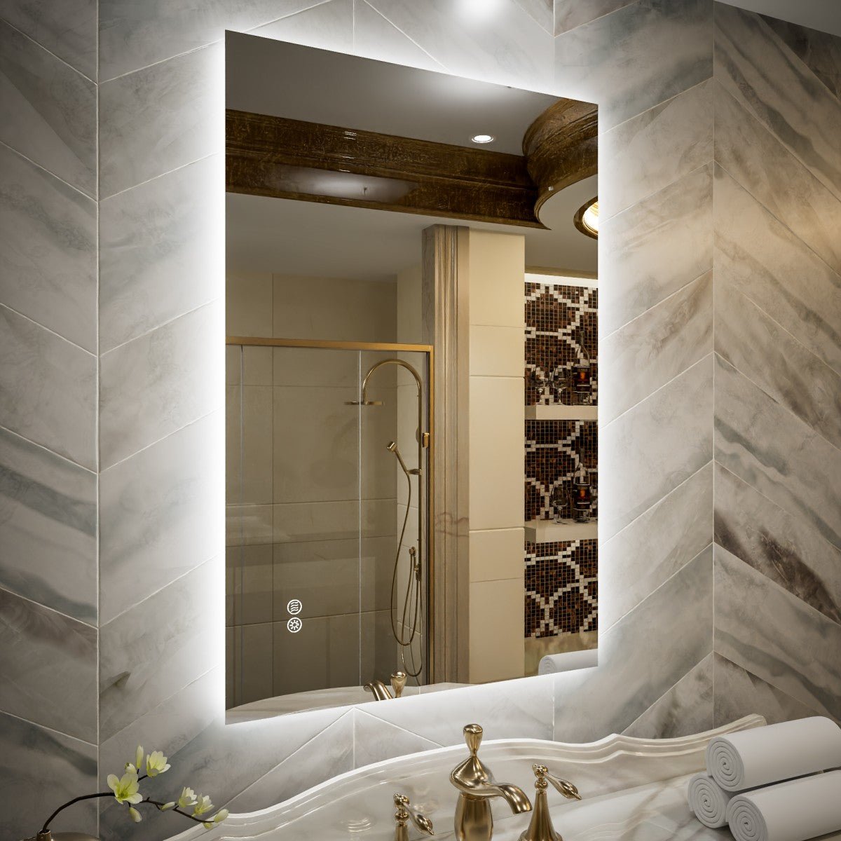 Navi LED Bathroom Mirror 24" x 36" with Backlit,Mirror with Lights Wall Mounted Anti Fog,Led Mirror for Bathroom,HD Tempered Glass,Shatter - Proof