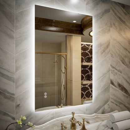 Navi LED Bathroom Mirror 24" x 36" with Backlit,Mirror with Lights Wall Mounted Anti Fog,Led Mirror for Bathroom,HD Tempered Glass,Shatter - Proof