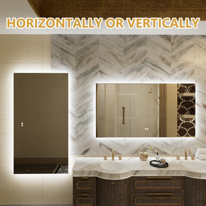 Navi LED Bathroom Mirror 55" x 30" with Backlit,Mirror with Lights Wall Mounted Anti Fog,Led Mirror for Bathroom,HD Tempered Glass,Shatter - Proof