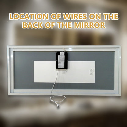 Navi LED Bathroom Mirror 55" x 36" with Backlit,Mirror with Lights Wall Mounted Anti Fog,Led Mirror for Bathroom,HD Tempered Glass,Shatter - Proof