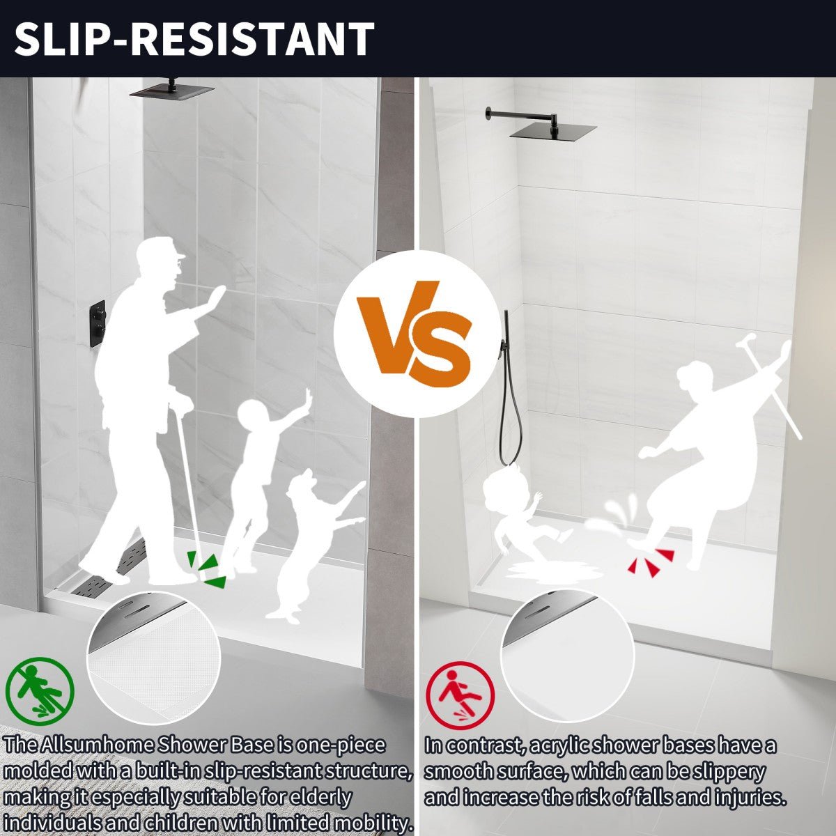 Pequod - L Shower Base, 48"x 32", White with Brushed Nickel Cover,Left