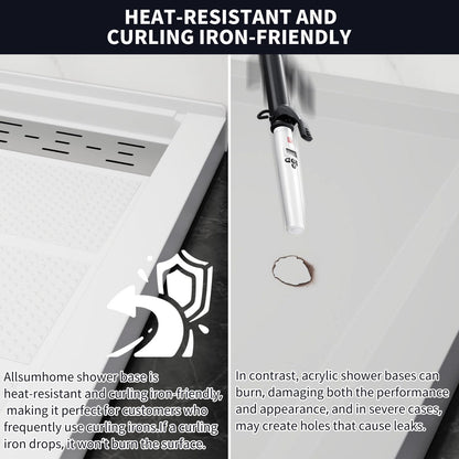 Pequod - L Shower Base, 60"x 30", White with Brushed Nickel Cover,Left
