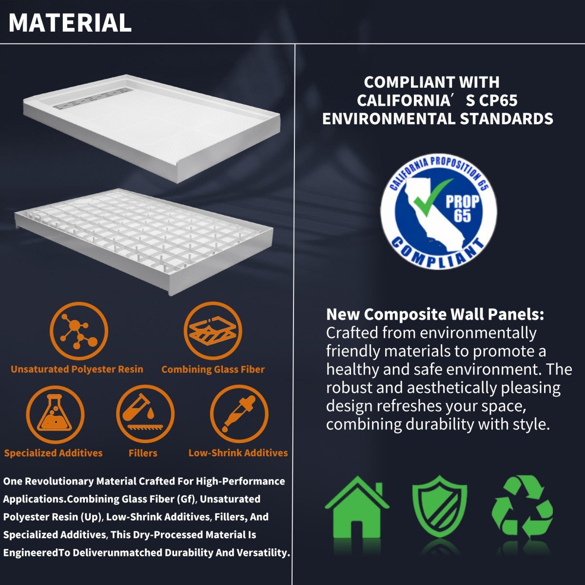 Pequod - L Shower Base, 60"x 32", White with Brushed Nickel Cover,Left