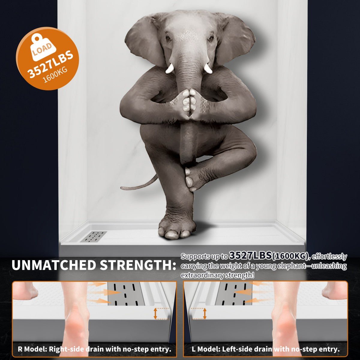 Pequod - L Shower Base, 60"x 32", White with Brushed Nickel Cover,Left