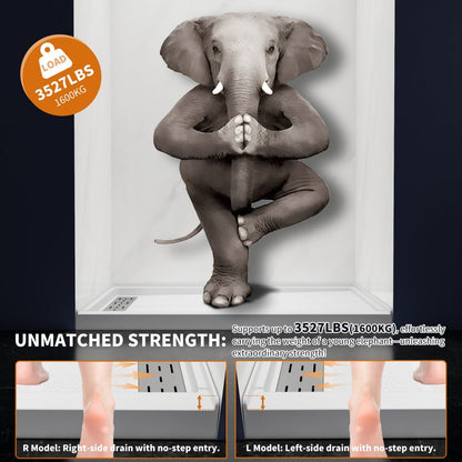 Pequod - L Shower Base, 60"x 32", White with Brushed Nickel Cover,Left