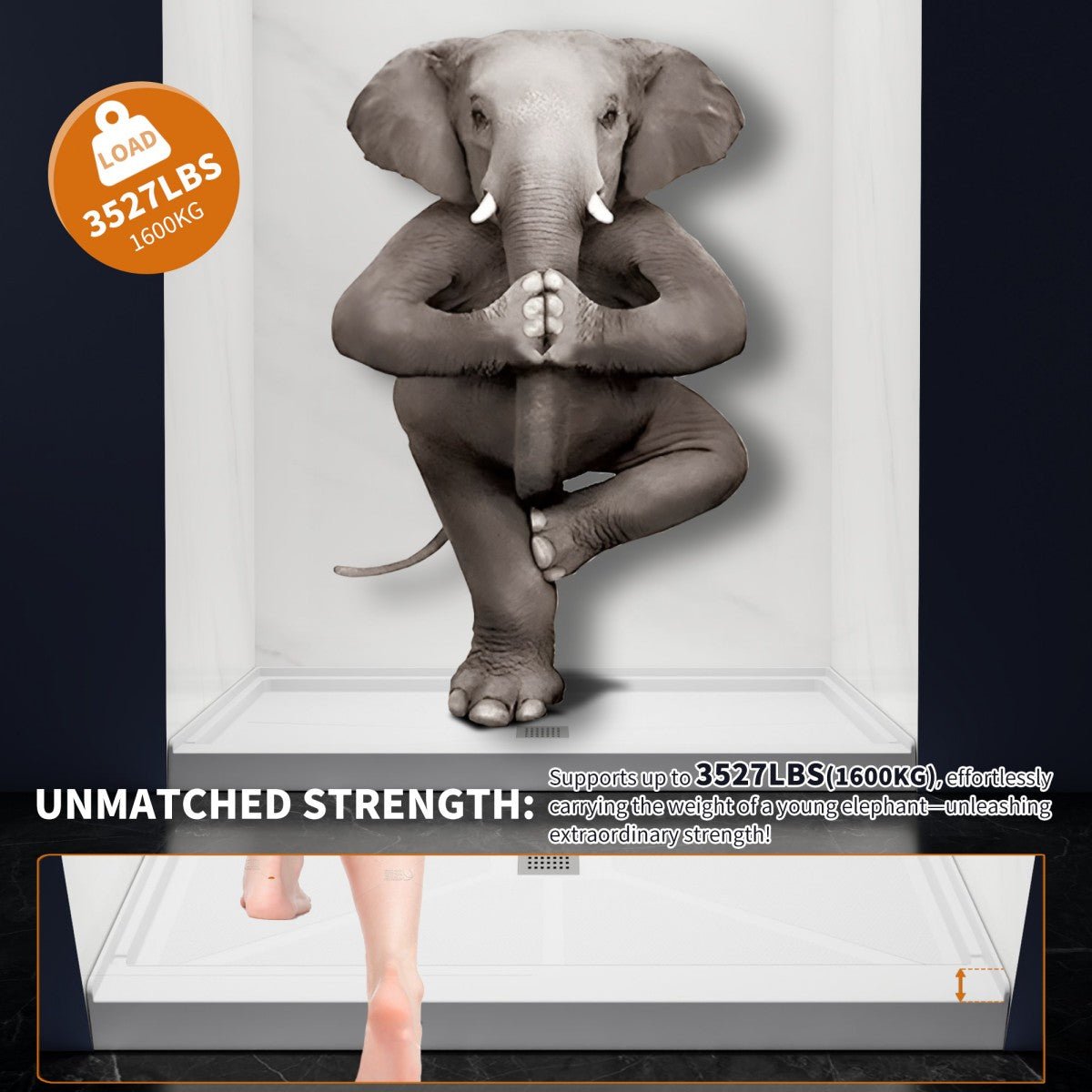 Pequod - M Shower Base, 48"x 32", White with Brushed Nickel Cover,Middle