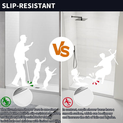 Pequod - M Shower Base, 48"x 36", White with Brushed Nickel Cover,Middle