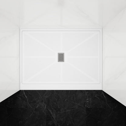 Pequod - M Shower Base, 48"x 36", White with Brushed Nickel Cover,Middle