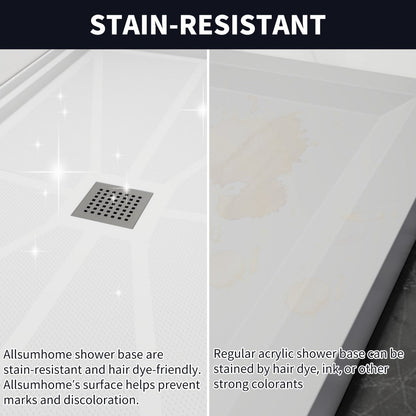 Pequod - M Shower Base, 60"x 34", White with Brushed Nickel Cover,Middle