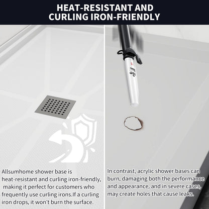 Pequod - M Shower Base, 60"x 34", White with Brushed Nickel Cover,Middle