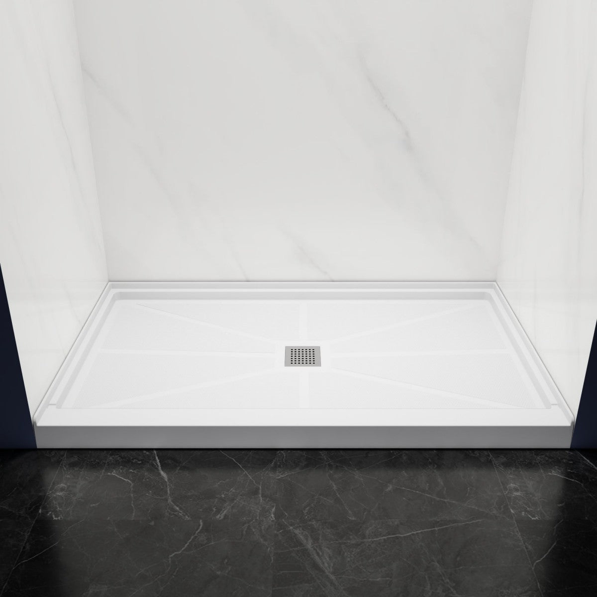 Pequod - M Shower Base, 60"x 36", White with Brushed Nickel Cover,Middle