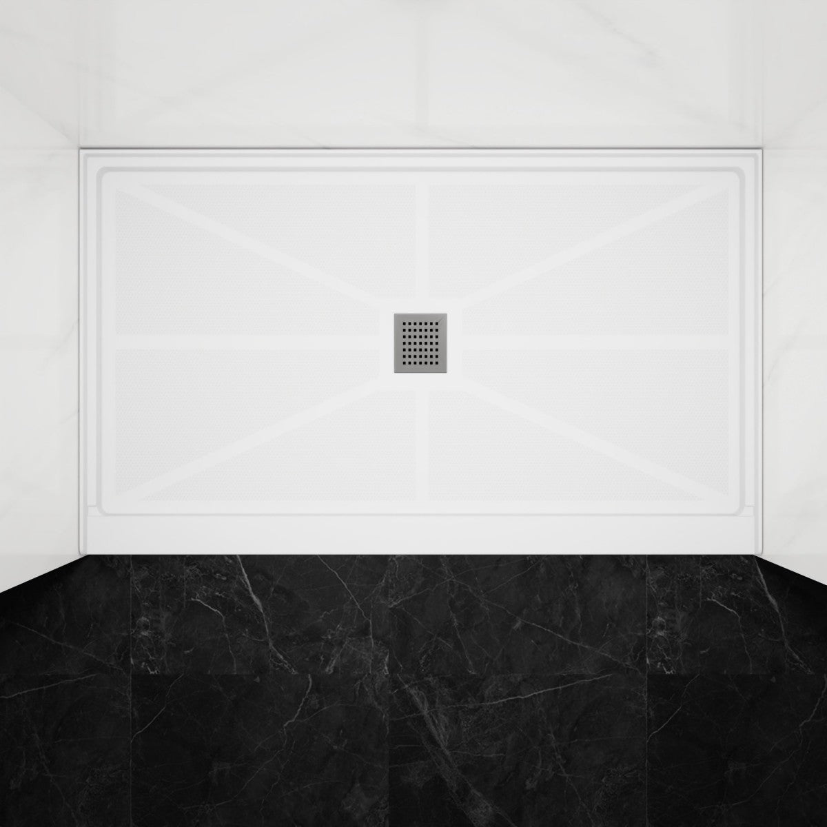 Pequod - M Shower Base, 60"x 36", White with Brushed Nickel Cover,Middle