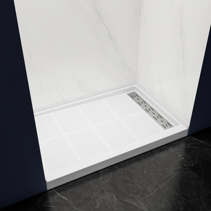 Pequod - R Shower Base, 48"x 32", White with Brushed Nickel Cover,Right