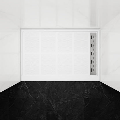 Pequod - R Shower Base, 48"x 32", White with Brushed Nickel Cover,Right