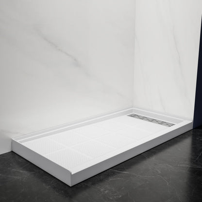 Pequod - R Shower Base, 60"x 30", White with Brushed Nickel Cover,Right