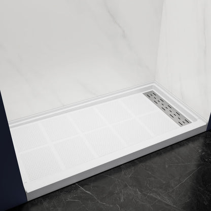 Pequod - R Shower Base, 60"x 30", White with Brushed Nickel Cover,Right