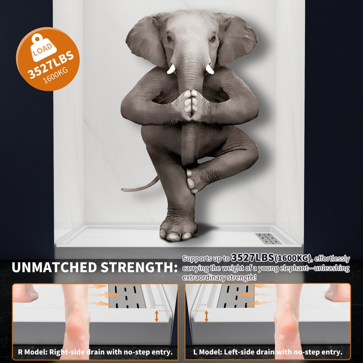 Pequod - R Shower Base, 60"x 30", White with Brushed Nickel Cover,Right