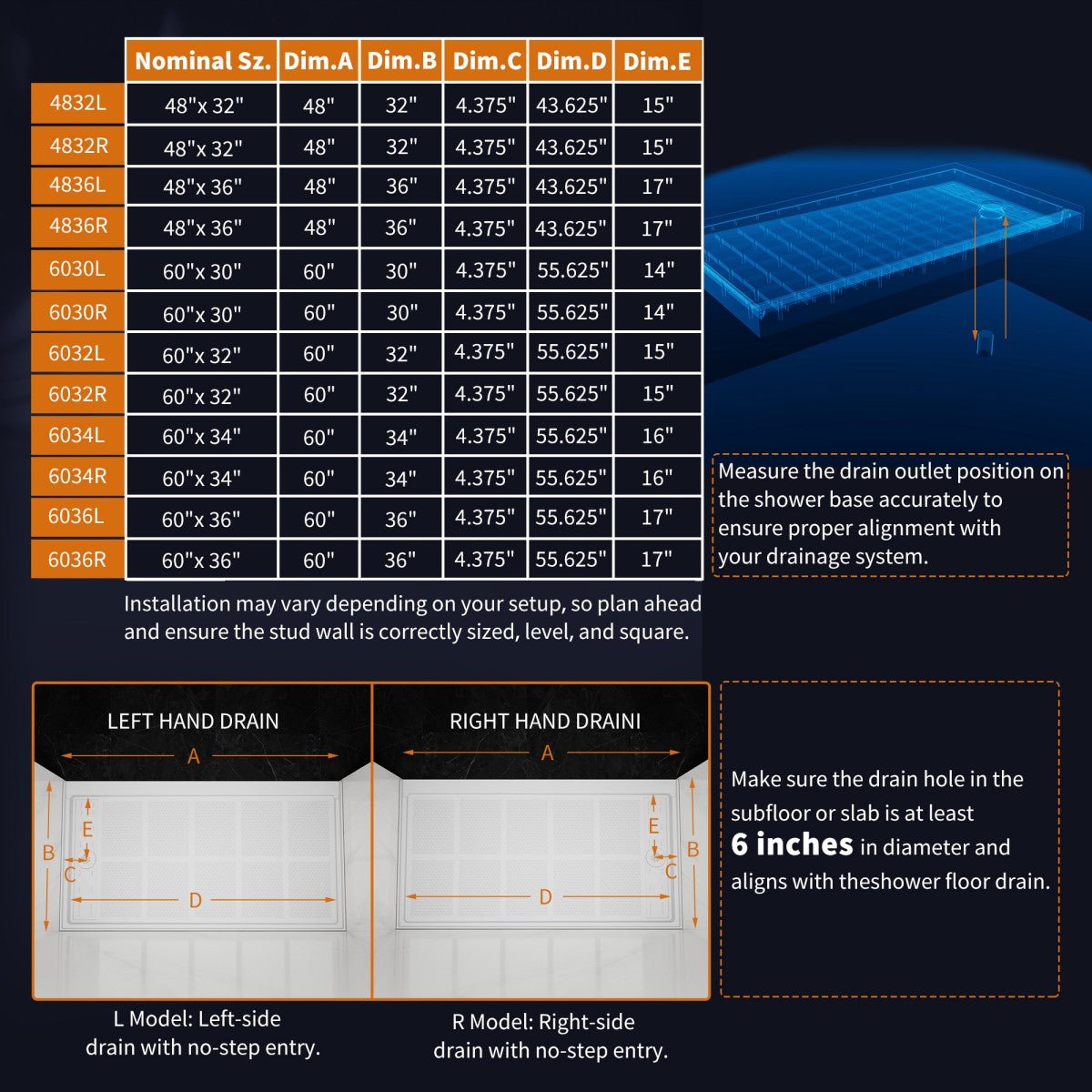 Pequod - R Shower Base, 60"x 30", White with Brushed Nickel Cover,Right