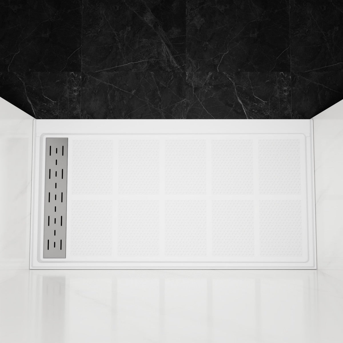 Pequod - R Shower Base, 60"x 34", White with Brushed Nickel Cover,Right