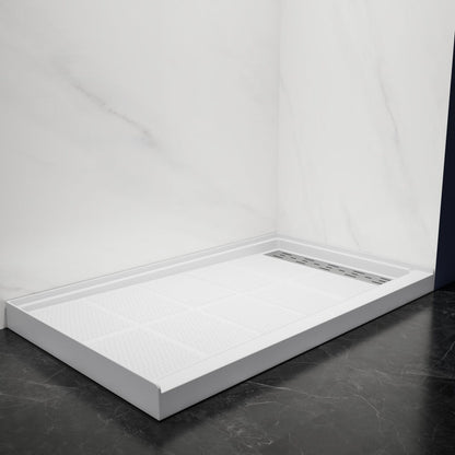 Pequod - R Shower Base, 60"x 36", White with Brushed Nickel Cover,Right