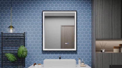 Verloar 22" W x 34" H Framed Lighted Bathroom Mirror,Dimmable,Anti Fog,Front-Lit Illumination,Matte Black