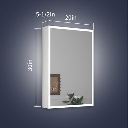 Rim 20" W x 30" H Lighted Medicine Cabinet Recessed or Surface led Medicine Cabinet with Outlets & USBs,Hinge on the right