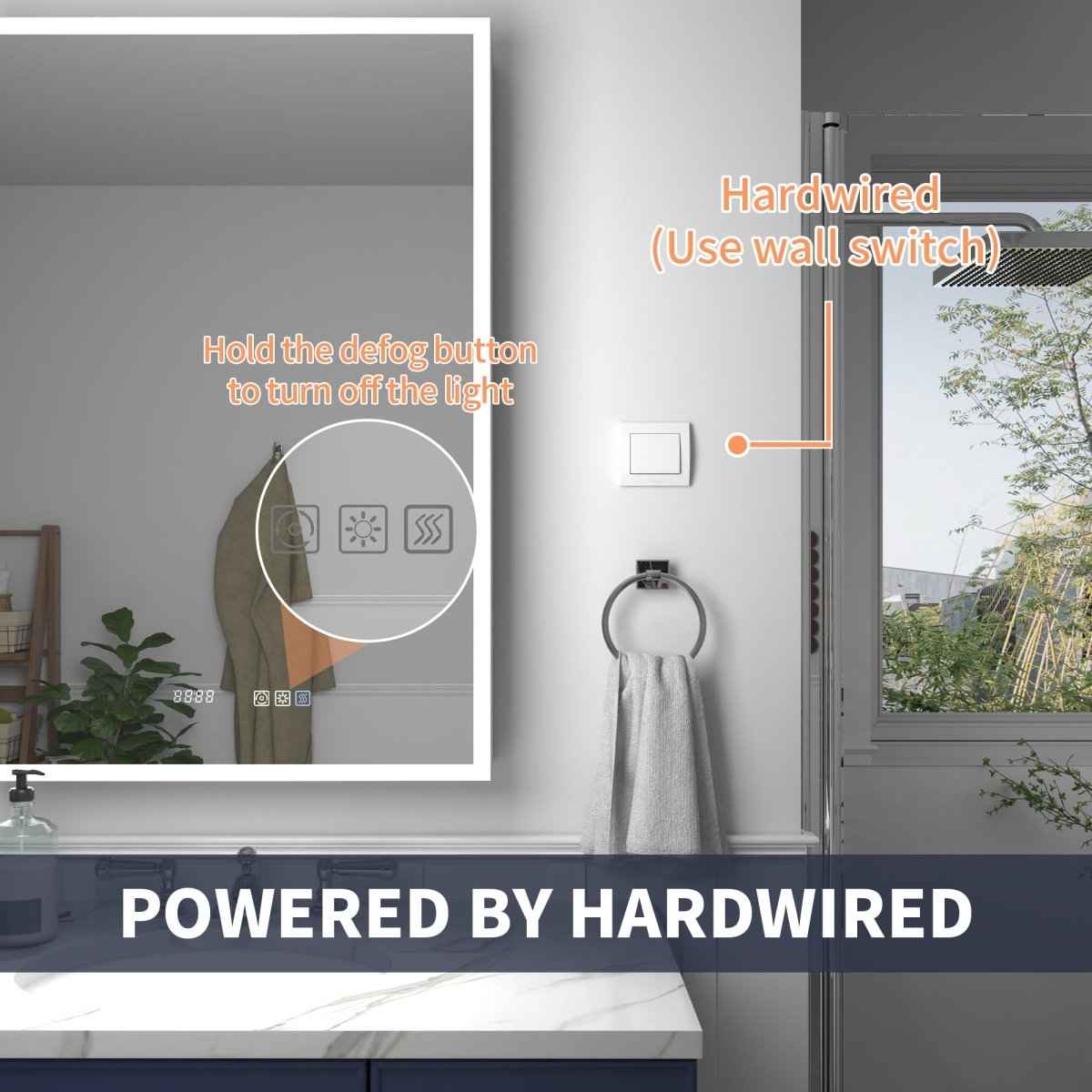 Rim 24" W x 32" H LED Lighted Medicine Cabinet Recessed or Surface with mirrors,Hinge on the left