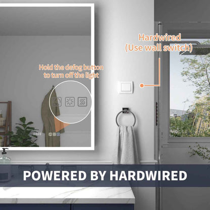 Rim 24" W x 32" H LED Lighted Medicine Cabinet Recessed or Surface with mirrors,Hinge on the left