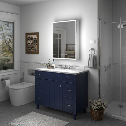 Rim 24" W x 32" H Led Lighted Medicine Cabinet Recessed or Surface with mirrors,Hinge on the right