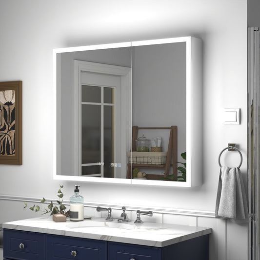 Rim 36" W x 30" H Led Lighted Medicine Cabinet Recessed or Surface with Mirrors