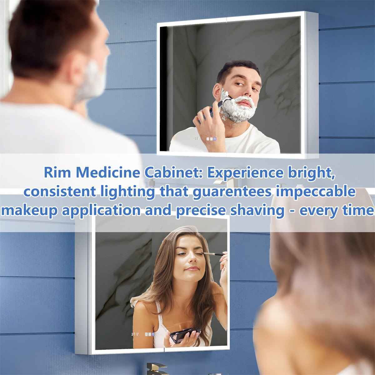 Rim 30" W x 32" H Lighted Medicine Cabinet Recessed or Surface LED Medicine Cabinet with Outlets & USBs